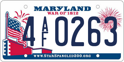 MD license plate 4AF0263