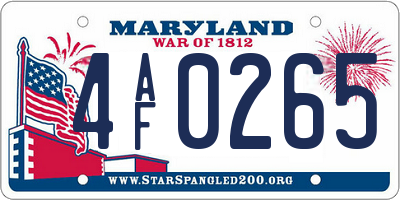 MD license plate 4AF0265