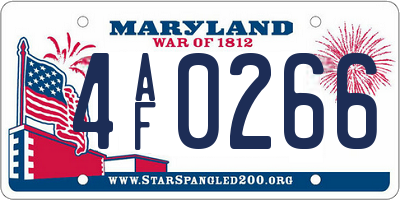 MD license plate 4AF0266