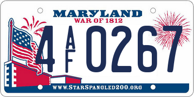 MD license plate 4AF0267