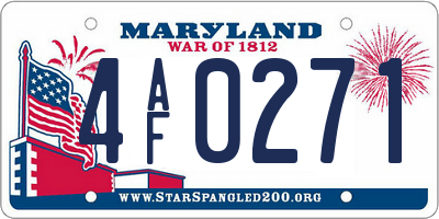 MD license plate 4AF0271
