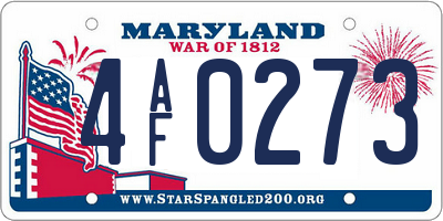 MD license plate 4AF0273
