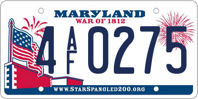 MD license plate 4AF0275
