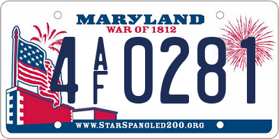 MD license plate 4AF0281
