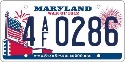 MD license plate 4AF0286