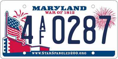 MD license plate 4AF0287