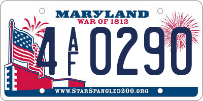 MD license plate 4AF0290