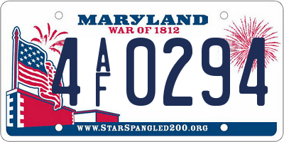 MD license plate 4AF0294