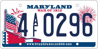 MD license plate 4AF0296