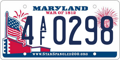 MD license plate 4AF0298