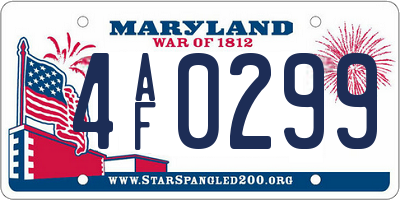 MD license plate 4AF0299