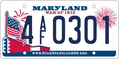 MD license plate 4AF0301