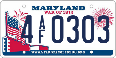 MD license plate 4AF0303