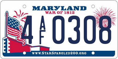 MD license plate 4AF0308
