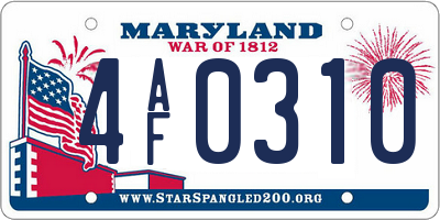 MD license plate 4AF0310