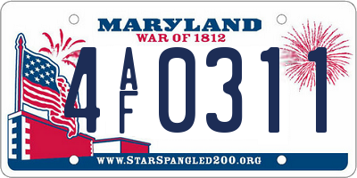 MD license plate 4AF0311