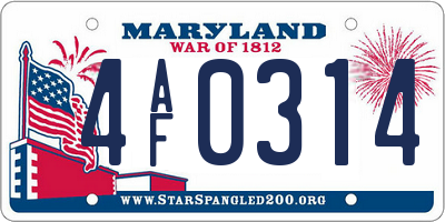 MD license plate 4AF0314