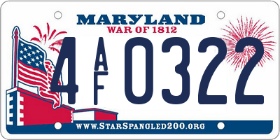 MD license plate 4AF0322