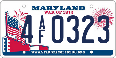 MD license plate 4AF0323