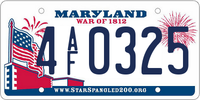 MD license plate 4AF0325