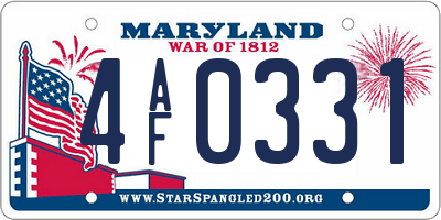 MD license plate 4AF0331