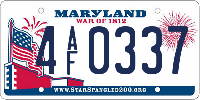 MD license plate 4AF0337