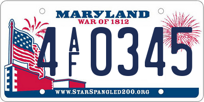 MD license plate 4AF0345