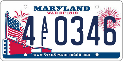 MD license plate 4AF0346