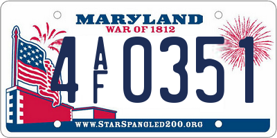 MD license plate 4AF0351