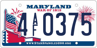 MD license plate 4AF0375