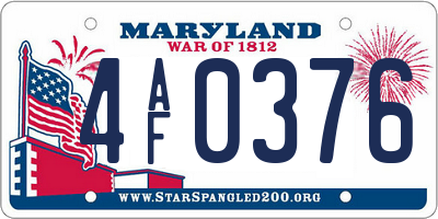 MD license plate 4AF0376