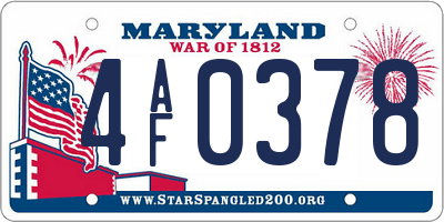 MD license plate 4AF0378