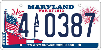 MD license plate 4AF0387