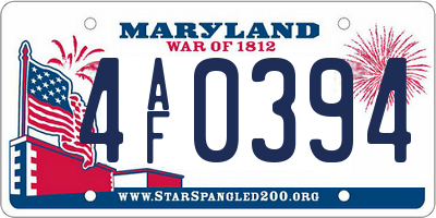 MD license plate 4AF0394