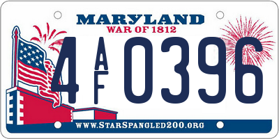 MD license plate 4AF0396