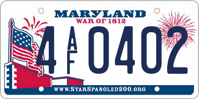 MD license plate 4AF0402