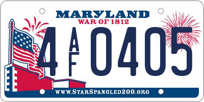 MD license plate 4AF0405