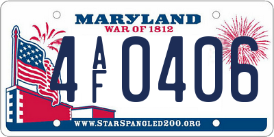 MD license plate 4AF0406