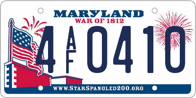 MD license plate 4AF0410