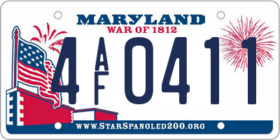 MD license plate 4AF0411