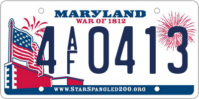 MD license plate 4AF0413