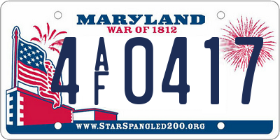 MD license plate 4AF0417