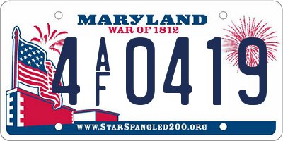 MD license plate 4AF0419