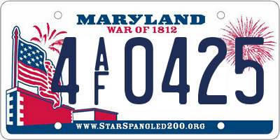 MD license plate 4AF0425