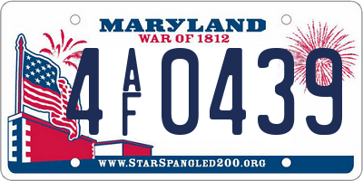 MD license plate 4AF0439