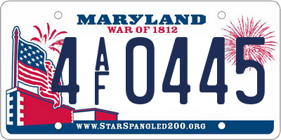 MD license plate 4AF0445
