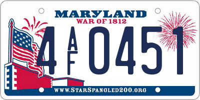 MD license plate 4AF0451