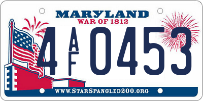 MD license plate 4AF0453