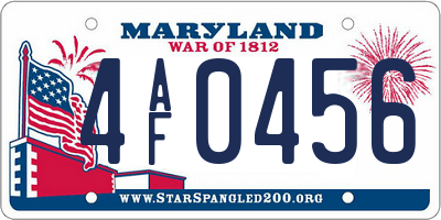 MD license plate 4AF0456