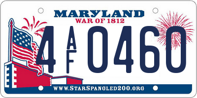 MD license plate 4AF0460